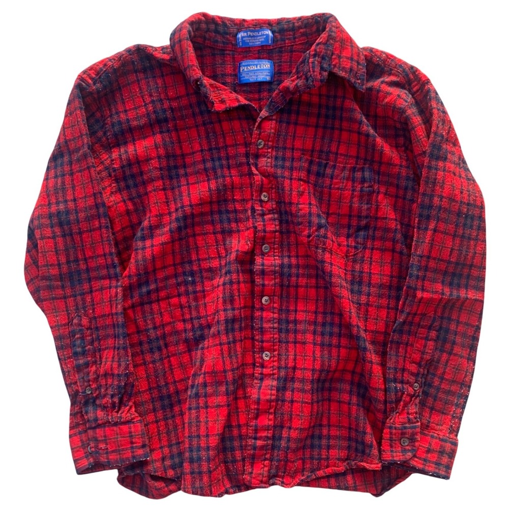 Sir Pendleton Wool Shirt Mens XL Red Matheson Tartan Plaid Button Down Flannel